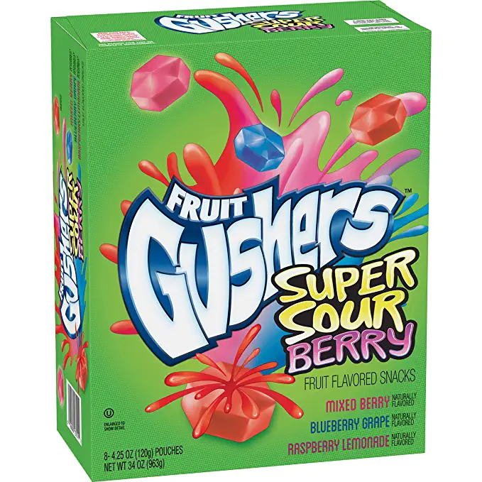 Super Sour Berry Fruit Flavored Snacks, Mixed Berry, Blueberry Grape, Raspberry Lemonade - 016000135512