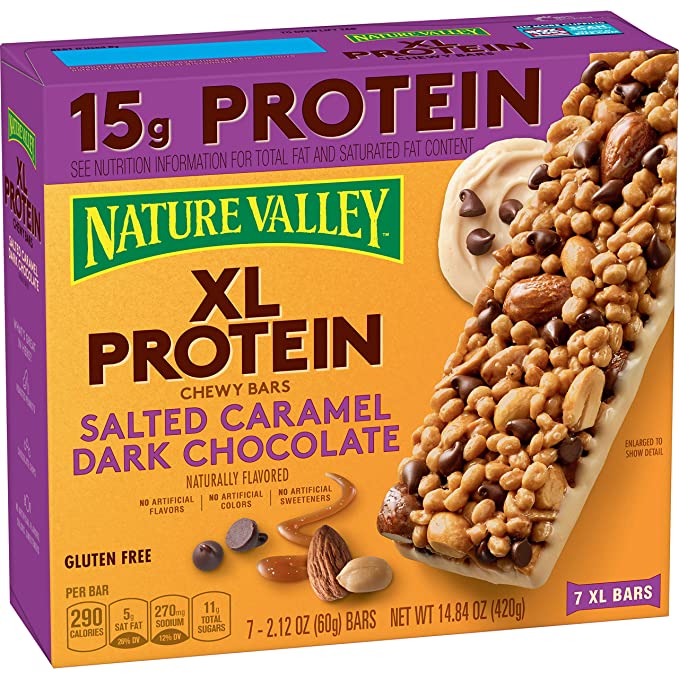  Protein One Nature Valley XL Protein Chewy Bar, Salted Caramel Dark Chocolate, 2.12oz 7 count, 14.84 oz  - 016000142053