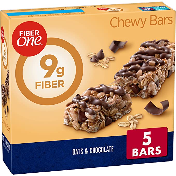 Fiber One Chewy Bars, Oats & Chocolate, Granola Bar Snacks, 7 oz, 5 ct  - 016000143449
