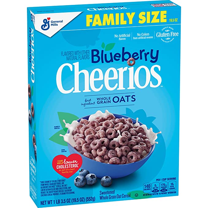  Blueberry Cheerios, Breakfast Cereal with Oats, Gluten Free, 19.5 oz - 016000149847