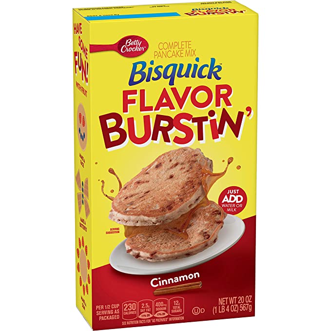  Bisquick Flavor Burstin' Cinnamon Complete Pancake Mix, 20 oz  - 016000157033