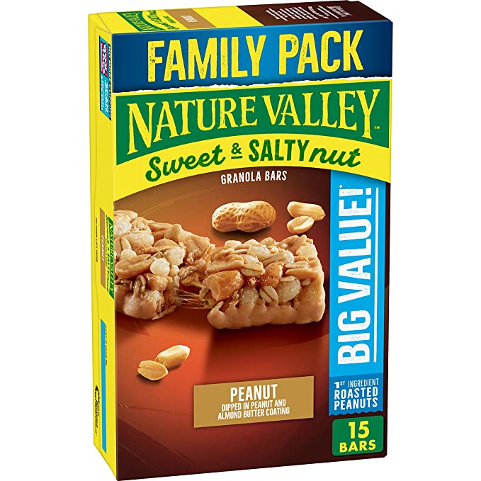  Nature Valley Granola Bars, Sweet and Salty Nut, Peanut Granola Bars, 18.5 oz, 15 ct  - 016000160521