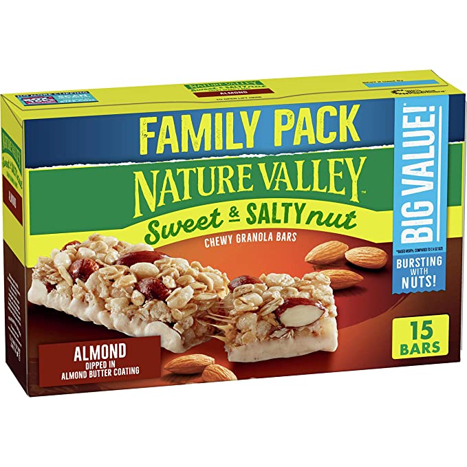  Nature Valley Granola Bars, Sweet and Salty Nut, Almond Granola Bars, 15 ct  - 016000160538