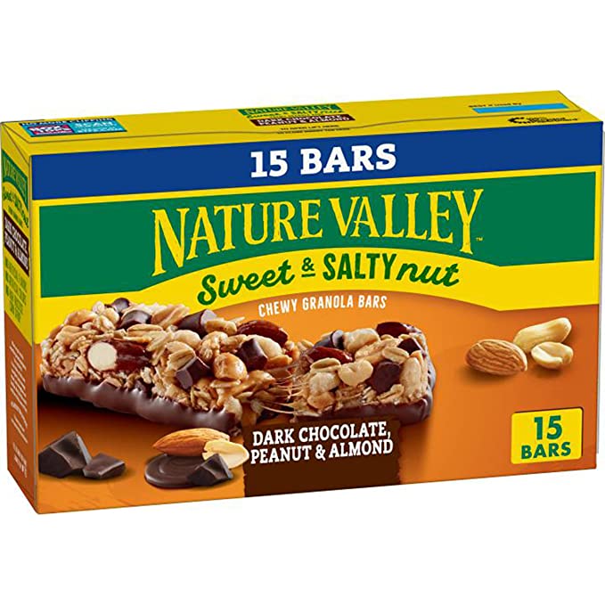 Nature Valley Sweet and Salty Nut Bars, Dark Chocolate Peanut Almond, 15 ct - 016000160569