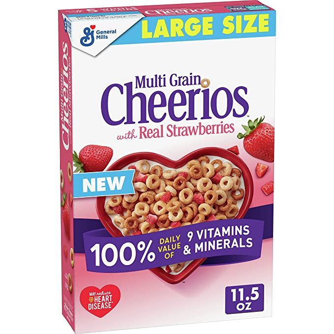 Multi Grain Cheerios with Strawberries Breakfast Cereal, Gluten Free, 11.5 oz - 016000161672