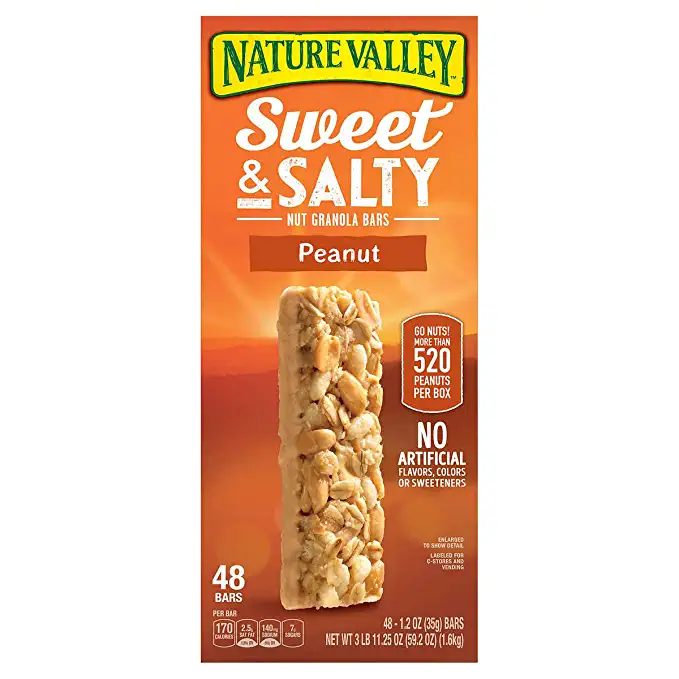 Nature's Valley Sweet and Salty Granola Bars Peanut dipped in Peanut Butter Coating, 36 Count, Pack of 1 - 016000168794