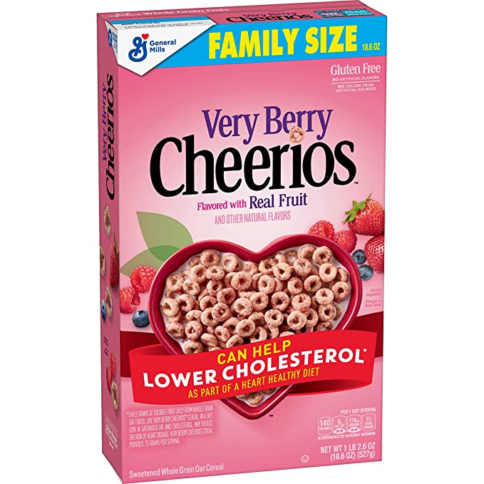  Very Berry Cheerios, Breakfast Cereal with Oats, Gluten Free, 18.6 oz - 016000169319