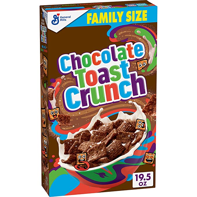  Chocolate Toast Crunch Breakfast Cereal, Crispy Chocolate Cinnamon Cereal, 19.5 oz. Family Size Cereal Box - 016000171114
