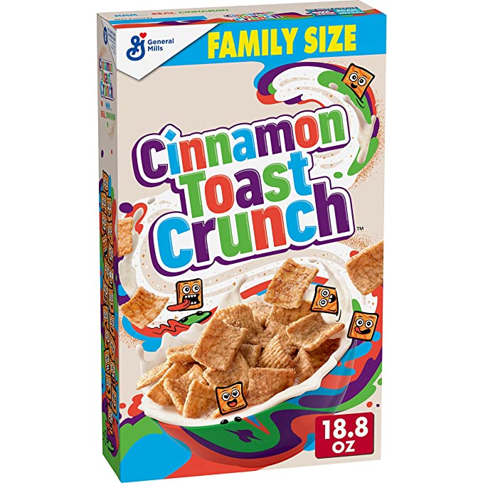 Original Cinnamon Toast Crunch Breakfast Cereal, Crispy Cinnamon Cereal, 18.8 oz. Family Size Cereal Box - 016000171138