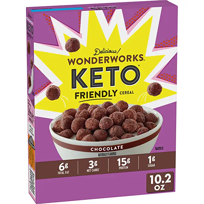 Wonderworks Keto Friendly Cereal, Chocolate, 10.2 oz Box - 016000172838