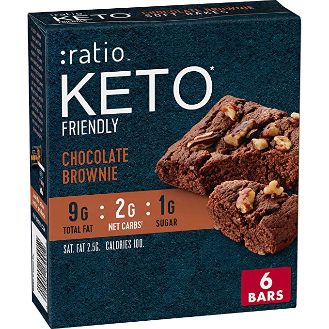 ratio KETO Friendly Soft Baked Bars, Chocolate Brownie, Keto Snacks, 6 ct - 016000179912