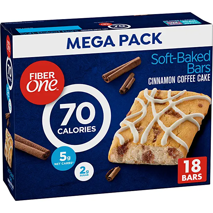 Fiber One Soft Baked Bars, Cinnamon Coffee Cake, 16 oz, 18 Count Box - 016000181489