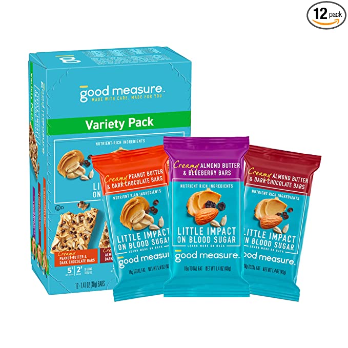  Good Measure Bars Variety Pack - Zero Added Sugar, 4-5g Net Carbs Per Serving - Nutrient-Rich - Nutrient-Rich Low Carb Snack, Keto Friendly Food - Little Impact on Blood Sugar - Made in the USA  - 016000182523