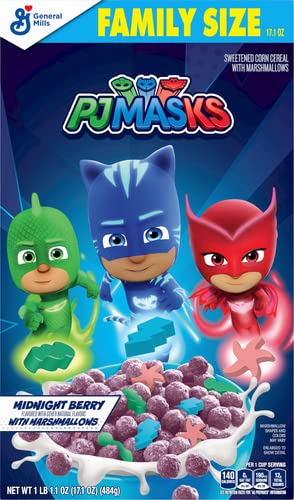 PJ Masks Breakfast Cereal, Midnight Berry, Family Size, 17.1 oz - 016000184336