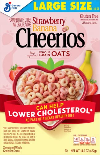  Cheerios Breakfast Cereal, Stawberry Banana, Gluten Free, Whole Grain Oats, 14.2 oz - 016000185173