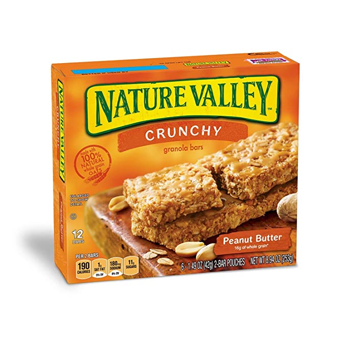 Nature Valley Granola Bars, Crunchy, Peanut Butter, 1.49 Ounce, 12 Bars (12 Boxes) - 016000259225