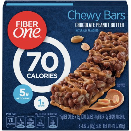 Fiber One, 90 Calorie Chewy Bars, Chocolate Peanut Butter, Chocolate Peanut Butter - 016000261655