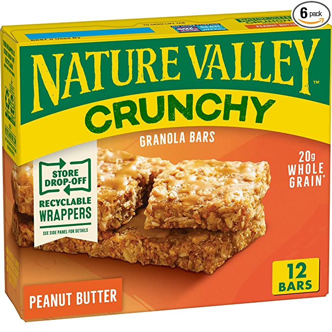  Nature Valley Crunchy Granola Bars, Peanut Butter, 8.94 oz, 6 ct, 12 bars (Pack of 6)  - 016000264700