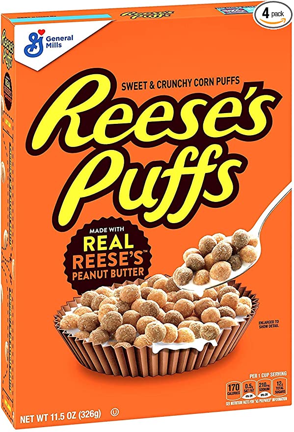  Reese's Peanut Butter Puffs Cereal 13 oz Box (pack of 4) - popcorn