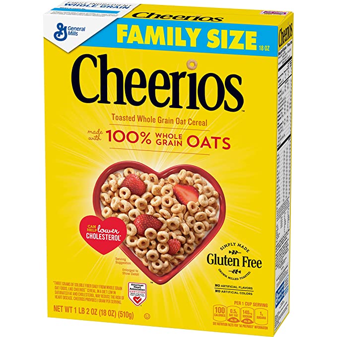 Cheerios, Gluten Free, Cereal with Whole Grain Oats, 18 oz - 016000275287