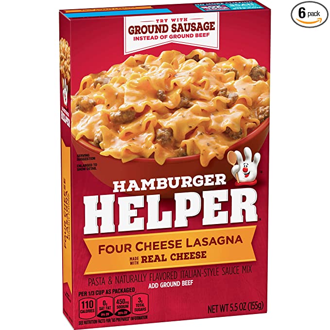 Hamburger Helper, Four Cheese Lasagna, 5.5 oz box - 016000283831