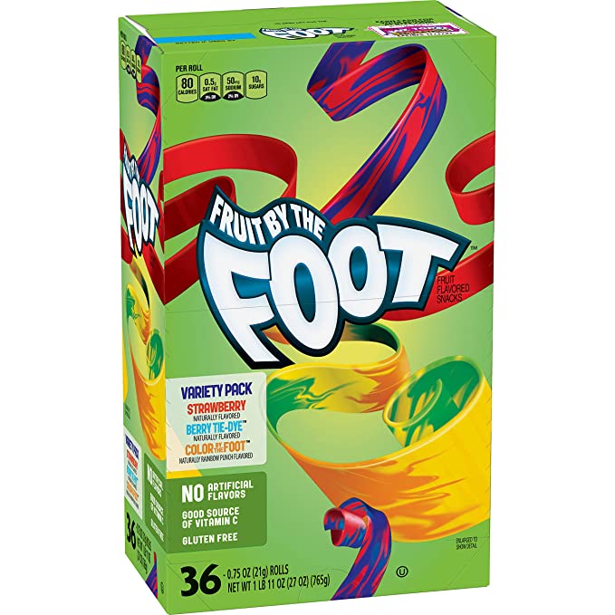  Betty Crocker Fruit Snacks Fruit By The Foot Strawberry/Berry Tie-Dye/Color By The Foot, 27 Oz, 36Count - 016000419094