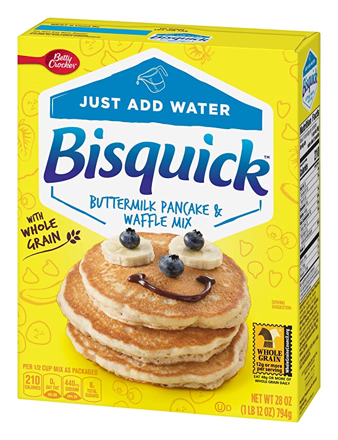  Betty Crocker Bisquick Pancake & Waffle Mix Complete Simply Buttermilk with Whole Grain, 28 oz  - 016000427310
