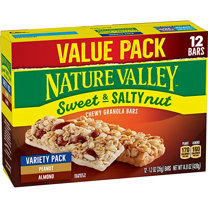 Nature Valley Granola Bars, Sweet & Salty Bar, 100% Natural Oats, Variety Pack, 1.02 oz, 12 ct - 016000431027