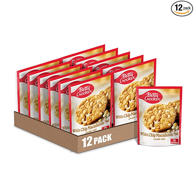  Betty Crocker Baking Mix, White Chip Macadamia Nut Cookie Mix, 14 oz (Pack of 12)  - 016000442252