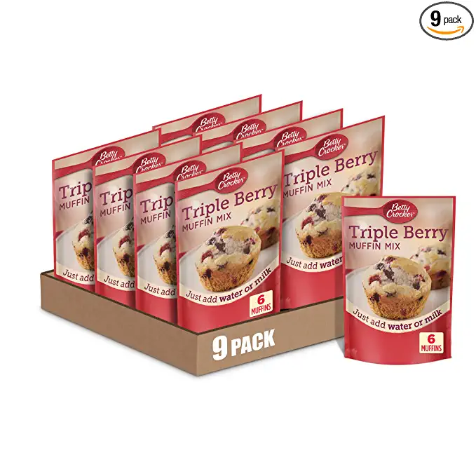 Betty Crocker Triple Berry Muffin Mix, 6.5 oz. (Pack of 9) - 016000452725