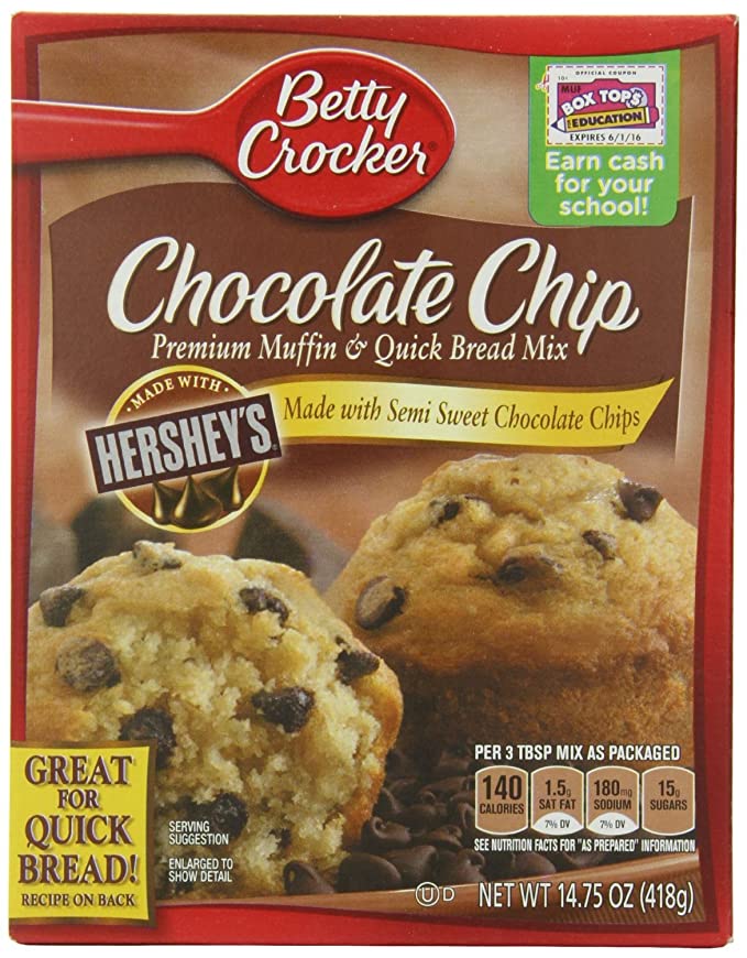 Betty Crocker Premium Muffin and Quick Bread Mix, Chocolate Chip,14.75 Oz Box (Pack of 6)  - 016000456037
