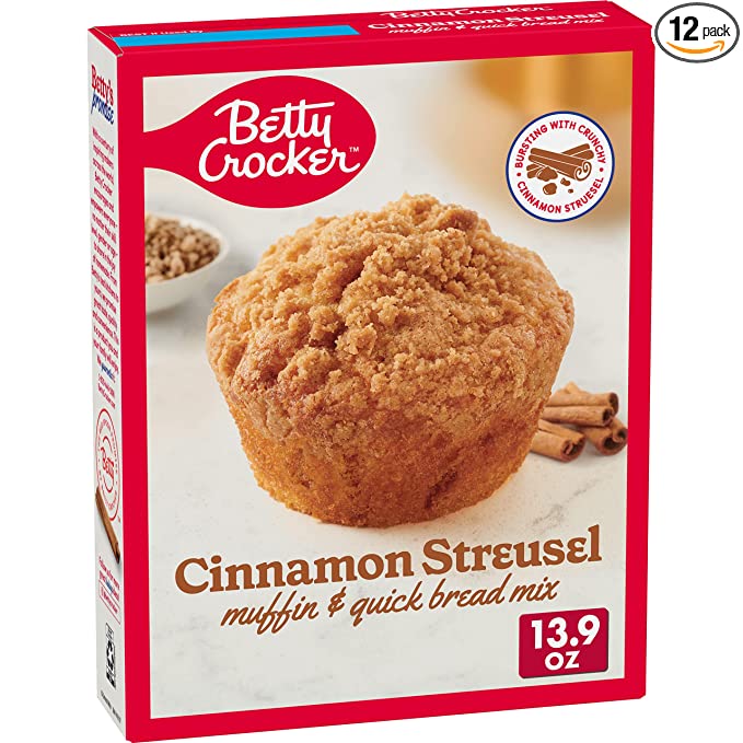 Betty Crocker Cinnamon Streusel Muffin and Quick Bread Mix, 13.9 oz (Pack of 12) - 016000456044