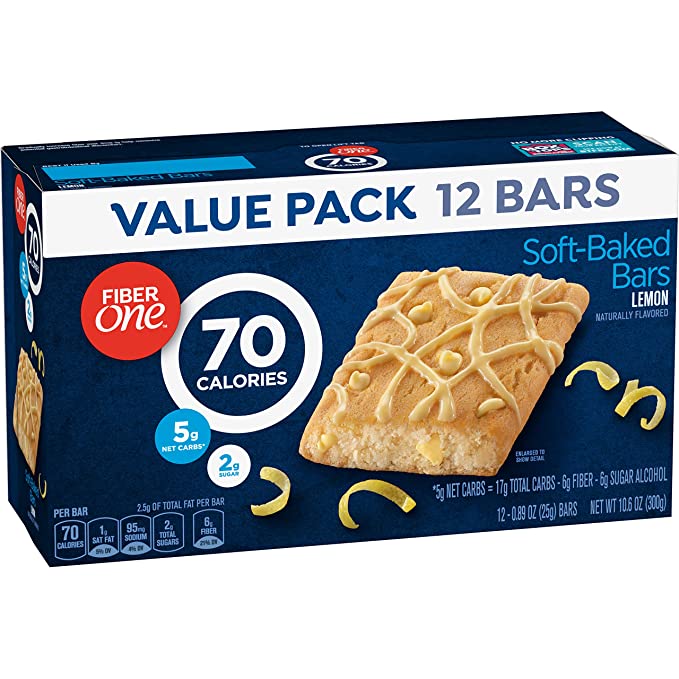  Fiber One 70 Calorie Soft-Baked Bar, Lemon Bar, Value Pack, 0.89 oz, 12 ct - 016000485440