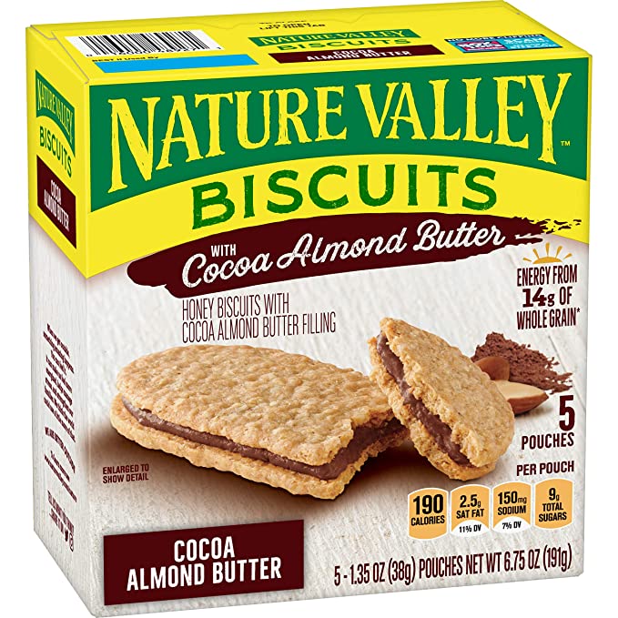  Nature Valley Biscuit Sandwiches, Cocoa Almond Butter, 1.35 oz, 5 ct  - 016000489271
