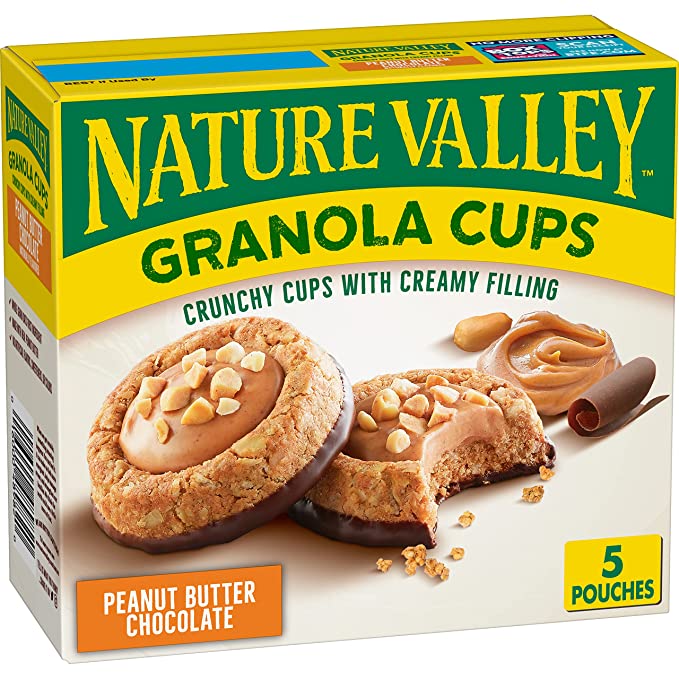 Nature Valley Granola Cups, Peanut Butter Chocolate, 6.75 oz, 5 Count Box  - 016000489820