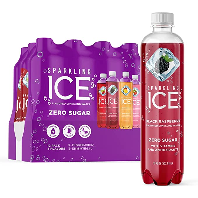  Sparkling Ice Purple Variety Pack, 17 fl oz - Pack of 12 (Black Raspberry, Cherry Limeade, Orange Mango, Kiwi Strawberry) Package may vary  - 016571950927