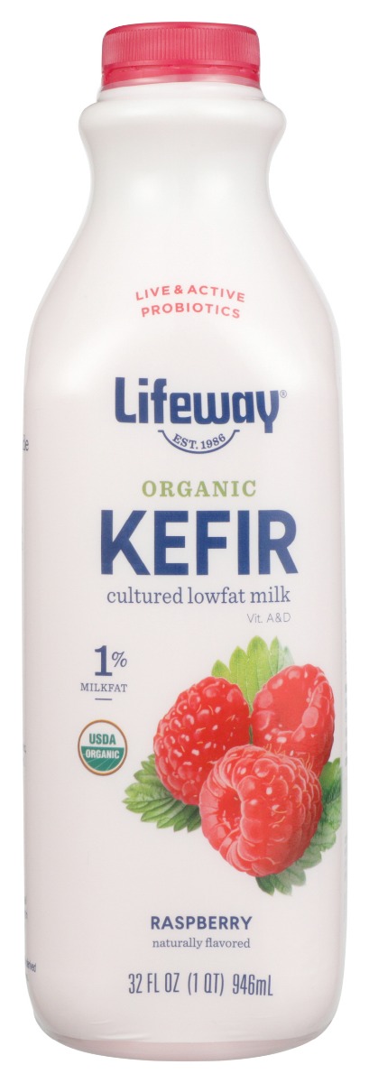 LIFEWAY: Organic Low Fat Kefir Raspberry, 32 oz - 0017077003322