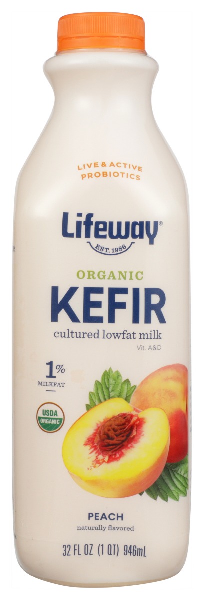 LIFEWAY: Organic Kefir Cultured Lowfat Milk Peach, 32 oz - 0017077004329