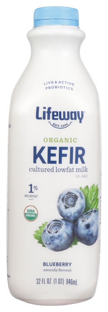 LIFEWAY: Organic Kefir Lowfat Milk Blueberry, 32 oz - 0017077007320