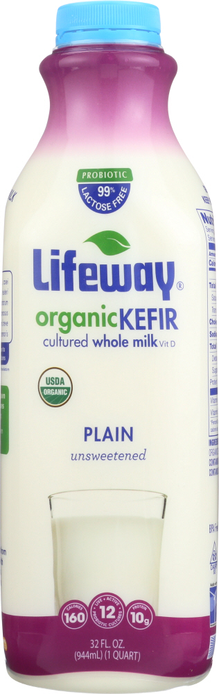 LIFEWAY: Kefir Cultured Milk Whole Plain, 32 oz - 0017077072328