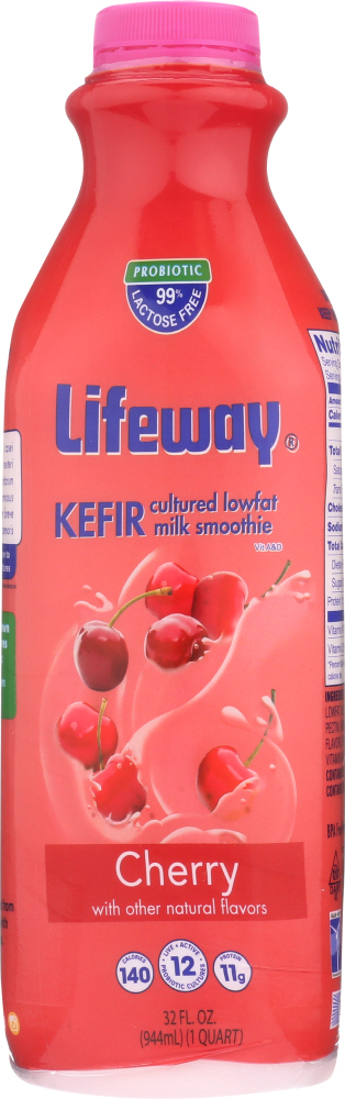 LIFEWAY: Kefir Cultured Milk Smoothie Cherry, 32 oz - 0017077105323