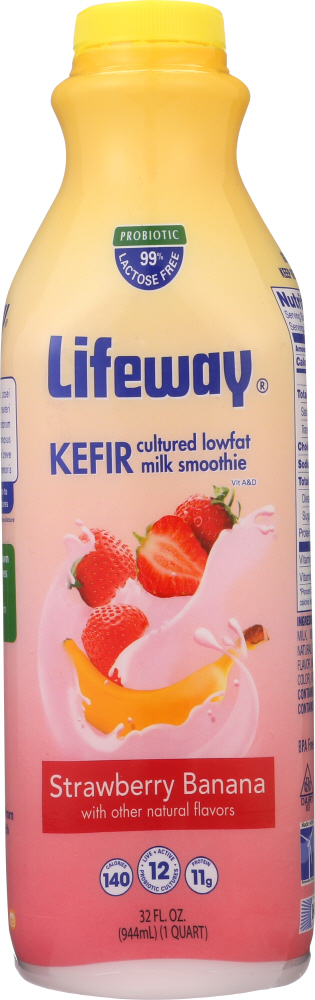 Strawberry Banana Kefir Cultured Lowfat Milk, Strawberry Banana - 017077107327
