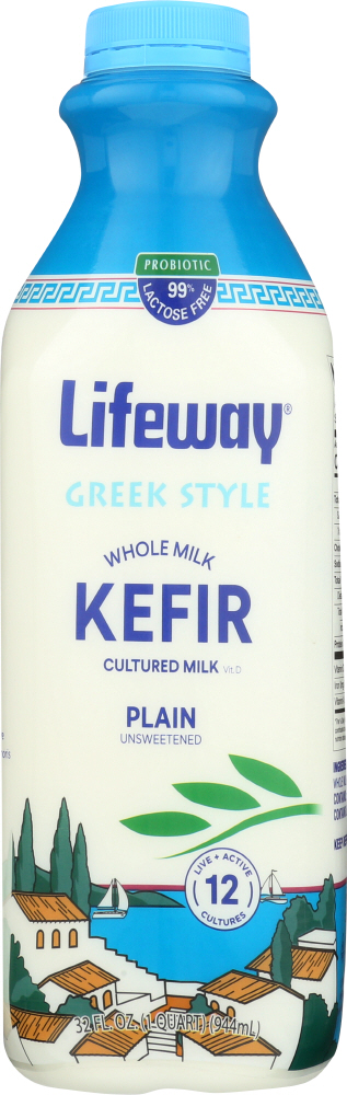 Greek Style Plain Unsweetened Kefir Cultured Whole Milk, Greek Style, Plain - greek