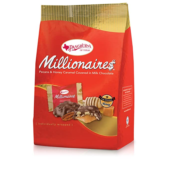  Pangburns Millionaire$ Gusset Bag, 16.75 Ounce, Pangburn's Millionaires Candy, Buttery Pecans, Creamy Caramel, Honey, and Mouthwatering Milk Chocolate; Texas Born, and Loved by All  - choice