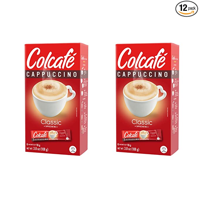  Colcafé Classic Cappuccino Instant Mix | Convenient & Portable Packs | 100% Colombian Coffee | Make Hot or Cold | 6 Count (Pack of 2)  - 017202505783