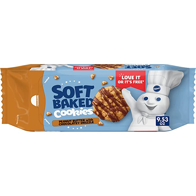  Pillsbury Soft Baked Cookies, Peanut Butter with Chocolatey Drizzle, 18 ct - 018000122318