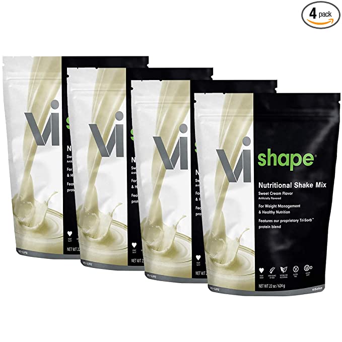 ViSalus Vi-Shape Nutritional Shake Mix Sweet Cream Flavor | 4 Bags (22oz Each / 96 Total Servings) - 018000726004