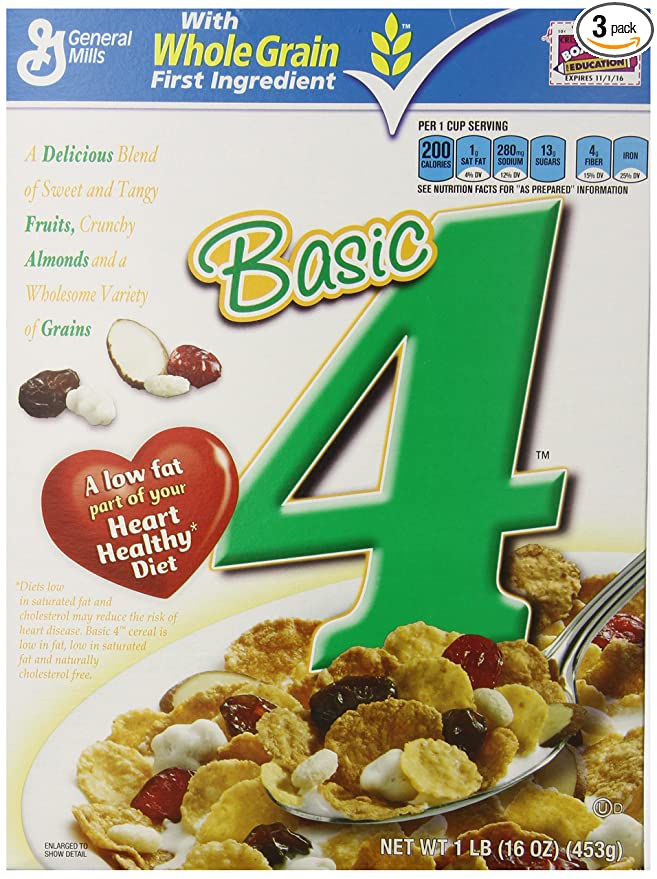 Basic 4 Cereal, 16 Ounce (Pack of 3) - 018300343321
