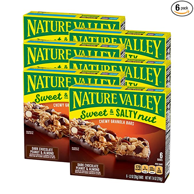 Nature Valley Granola Bars, Sweet and Salty Nut, Dark Chocolate Peanut & Almond, 1.2 oz (Pack of 6) - 018300343987