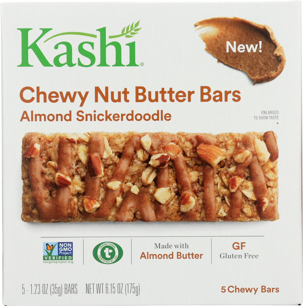 KASHI: Chewy Nut Butter Bars Almond Snickerdoodle, 6.15 oz - 0018627107095